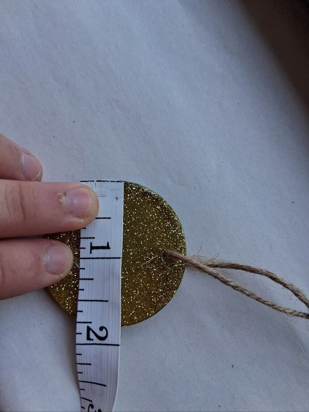 Hand Crafted Gold Glitter Round Hanging Ornament